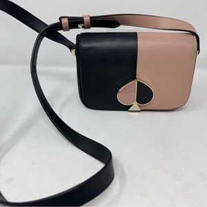 KATE SPADE NICOLA Bicolor Small Flap Leather Shoulder Bag PURSE Clutch $348 Pink